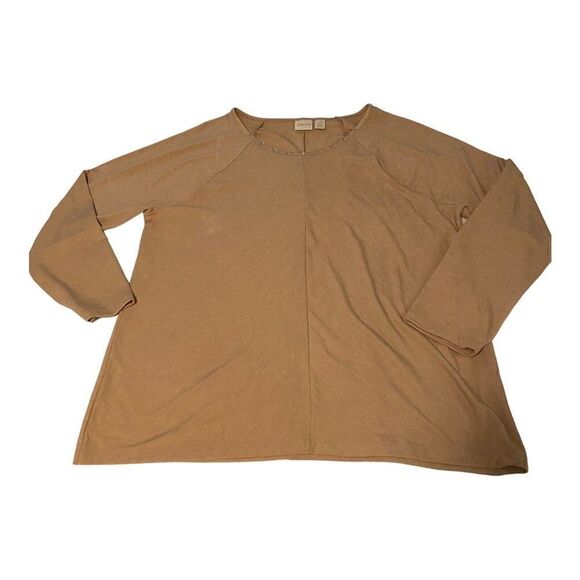 Chico’s Women’s Size 3/XL Brown Tan Pullover Top Long Sleeves Knit - Picture 3 of 10